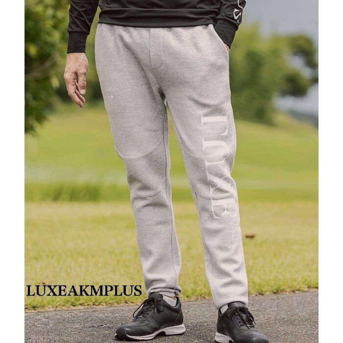 LUXEAKMPLUS リュクスエイケイエムプラス スムースロゴロングパンツ