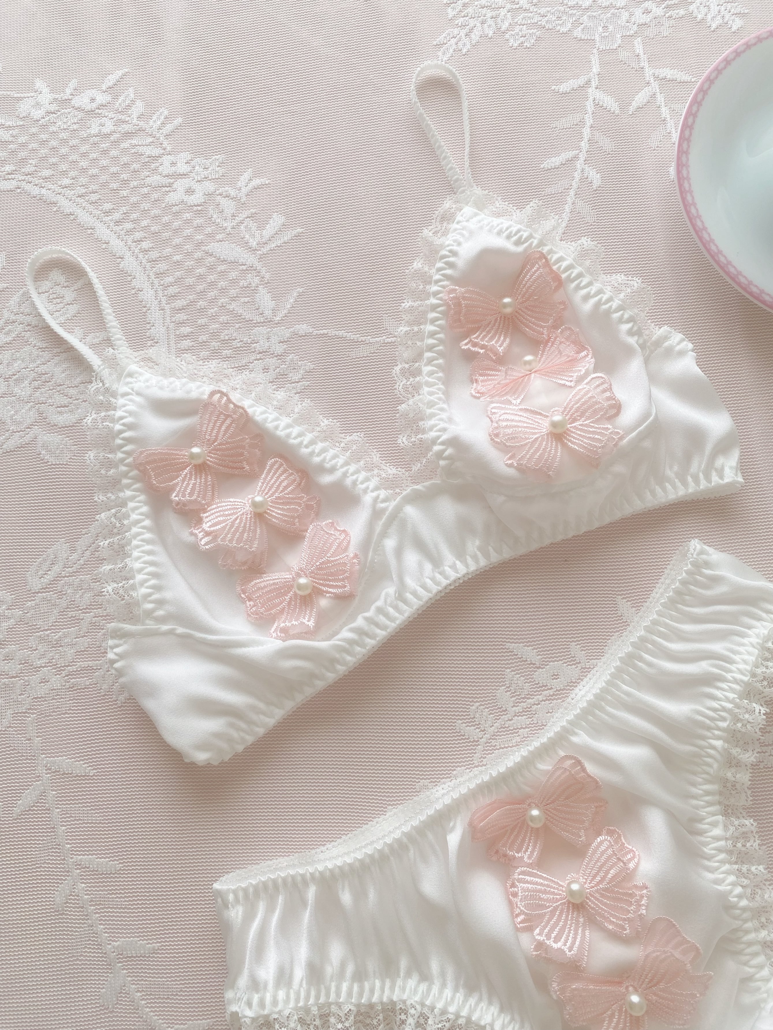 pink ruban lingerie set