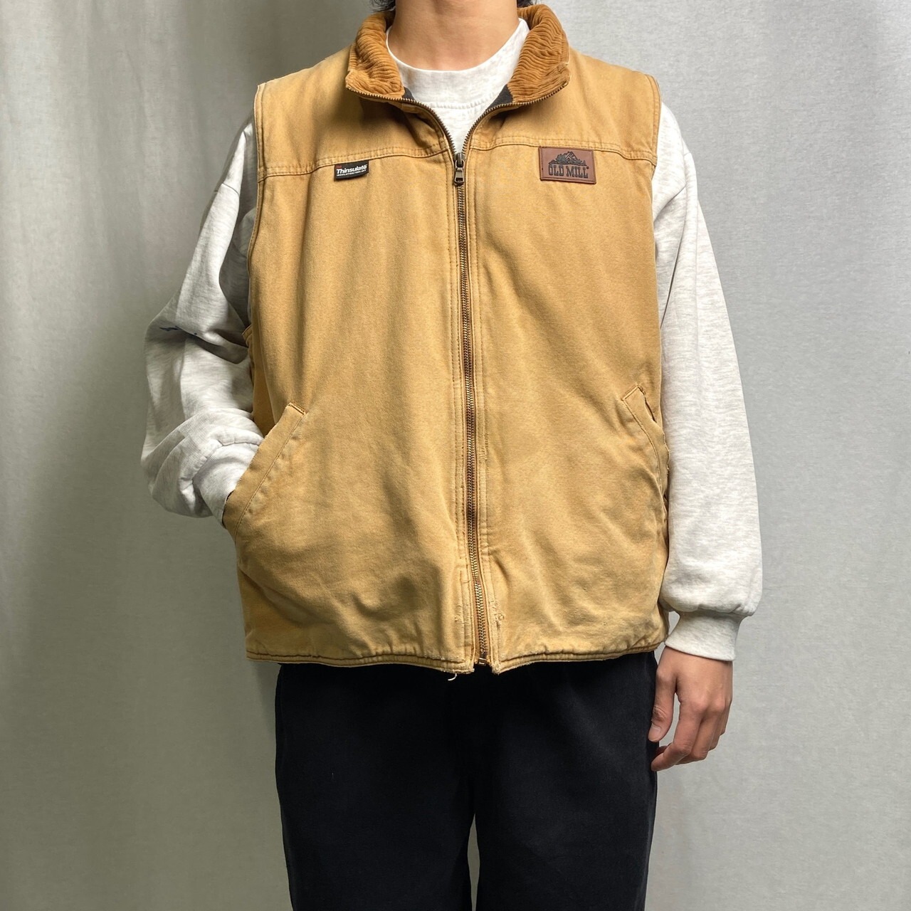 OLD MILL ダック地 Thinsulate ワークベスト メンズL相当 古着 中綿 