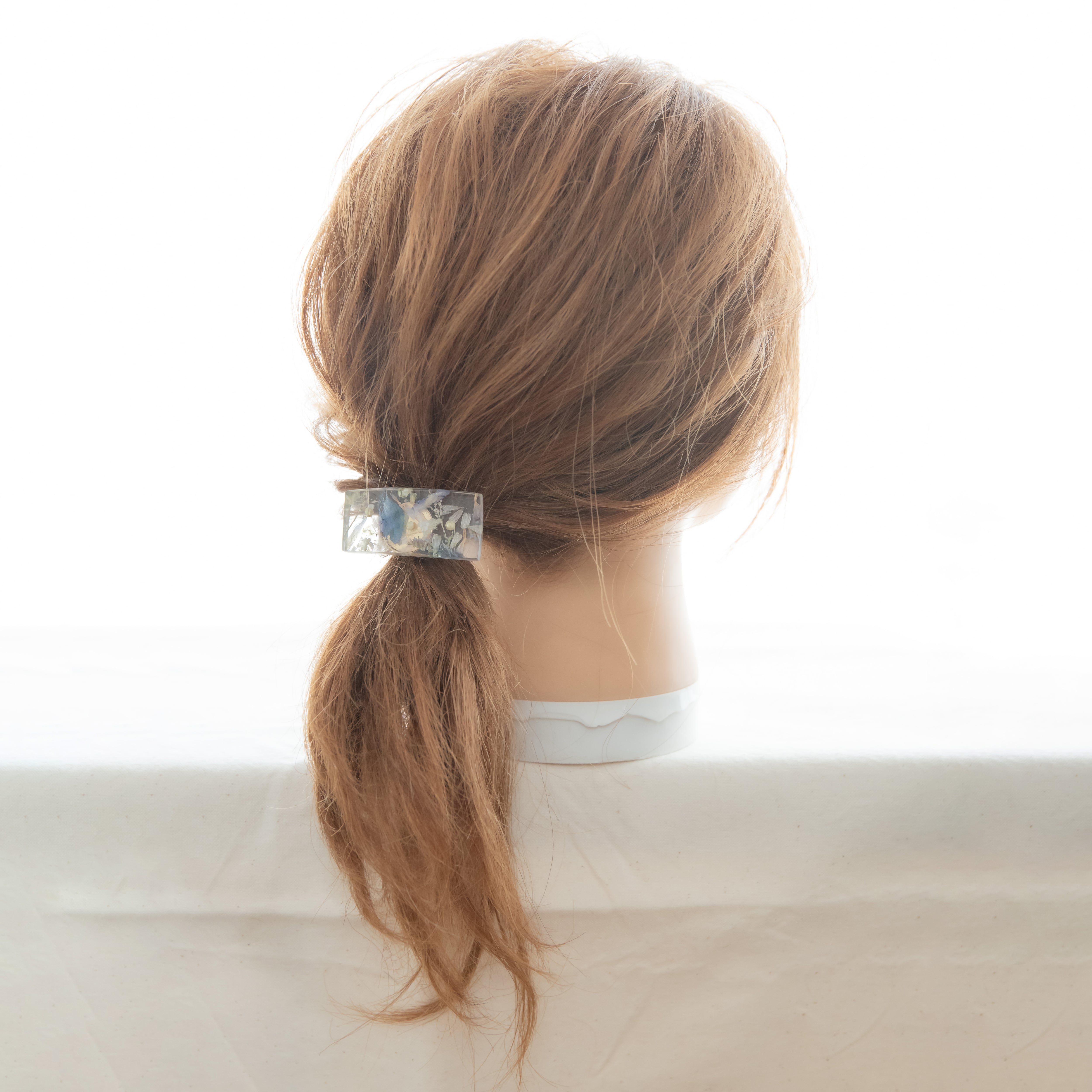 レジンヘアゴム　ポニーフック　ドライフラワー　ブルー　丸　約３cm 0722d415b06c89df2da8fddfa101c1