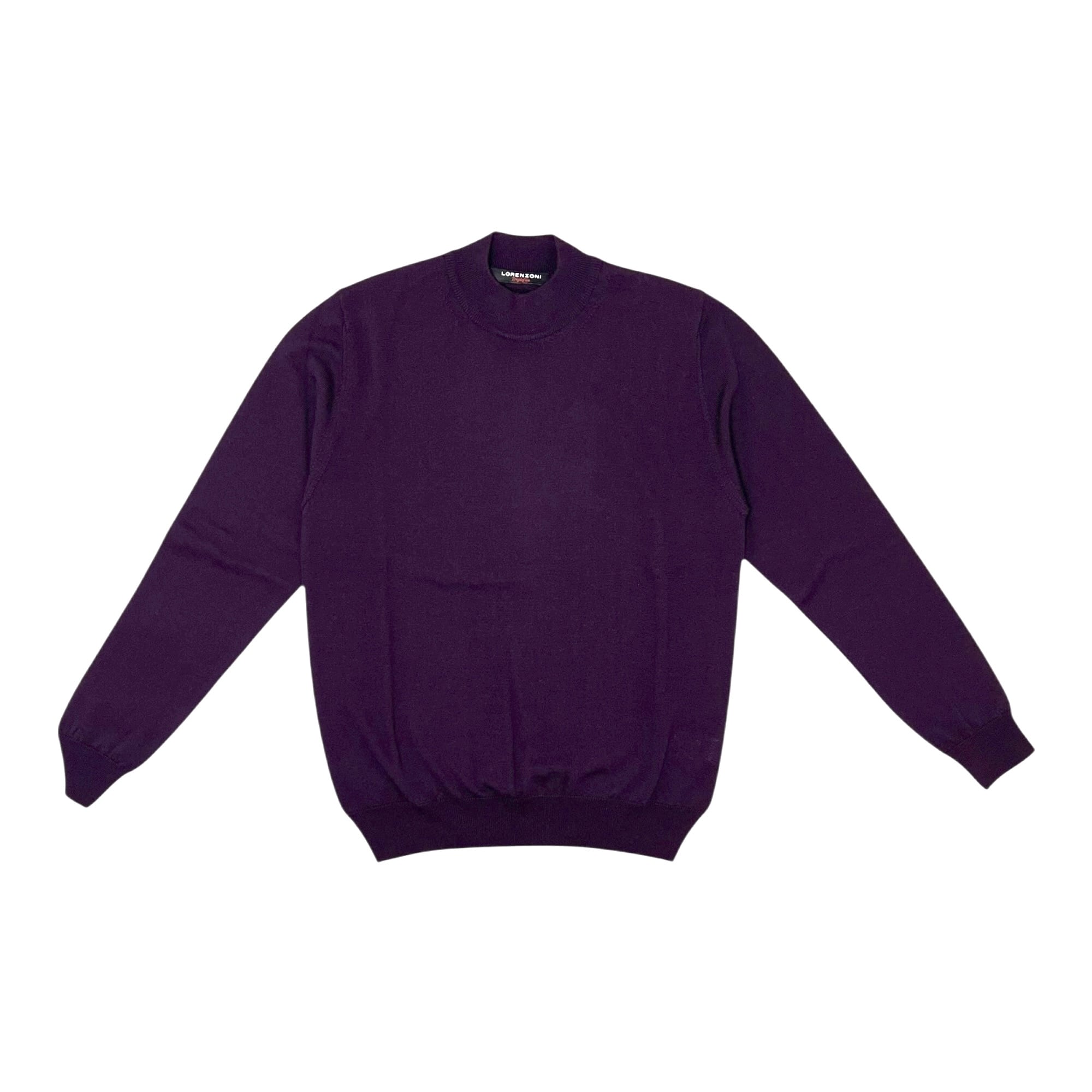 LORENZONI(ロレンツォーニ) Washable Wool Mock neck Sweater/PURPLE
