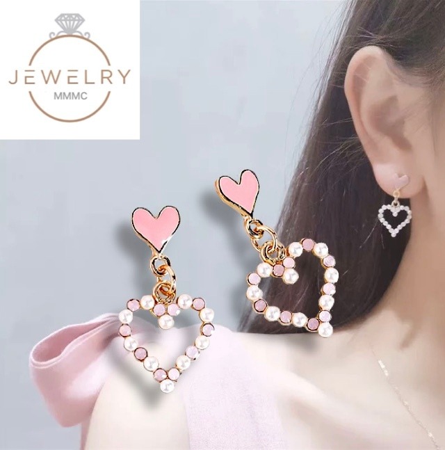 【海外発送】可愛らしさ満点♡ ハート ピアス/イヤリング/アクセサリー/レディース/フック/カジュアル/オシャレ/アクセ/パール/