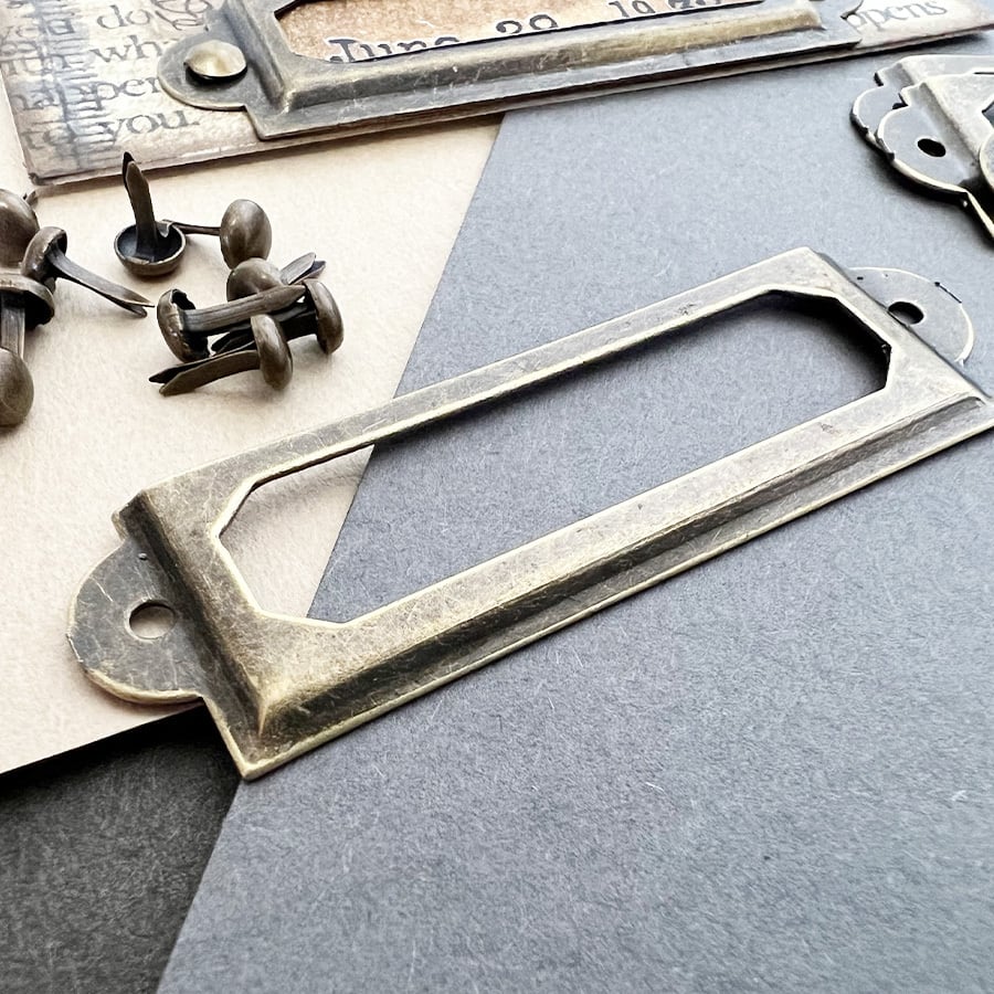 ミニ割りピン＆ラベルプレートセット アンティークゴールド セット