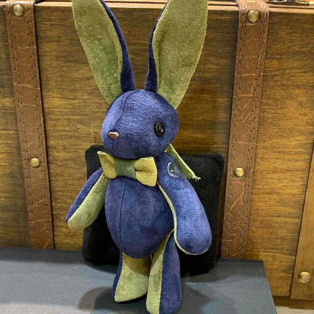 ピッグスウェードのベルラビ★マイスターの手作り「ベルズラビット」紺＆うぐいす系　写真の1点販売です