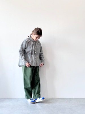 bluewillow コットンブロードギンガムチェックブラウス