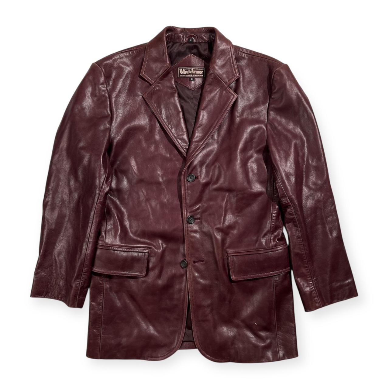 Wind Armor ウィンドアーマー イタリア製 レザー 3B テーラード ジャケット サイズ S /ボルドー系 ニチワ 牛革 本革 紳士