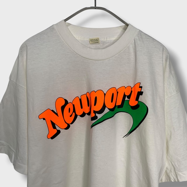 80s Newport ニューポート タバコ銘柄 プリントTシャツ 白 XL