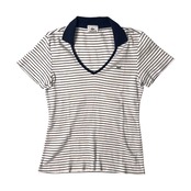 LACOSTE ラコステ ボーダー スキッパー 襟付き 半袖シャツ 42/ホワイト ネイビー