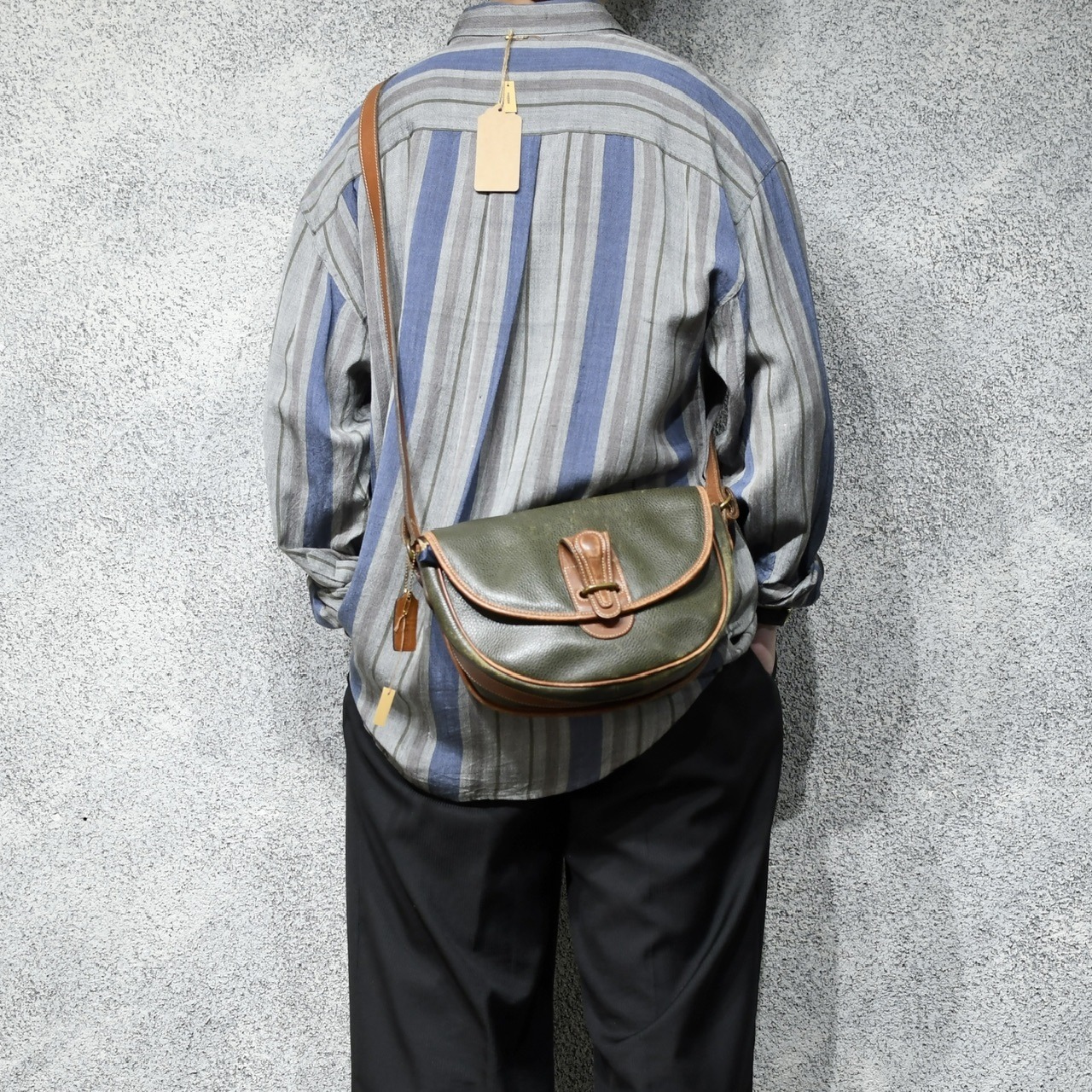 old coach dark green leather shoulder bag