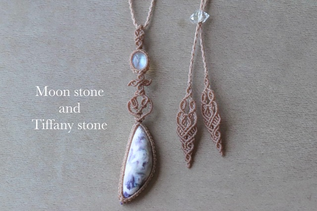 [Moon stone and Tiffany stone]  Pendant   -harmony-