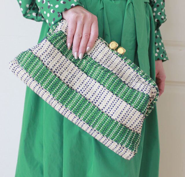 再入荷）MARIA LA ROSA ツイードがま口バッグ：M&R-01 ¥54,000+tax