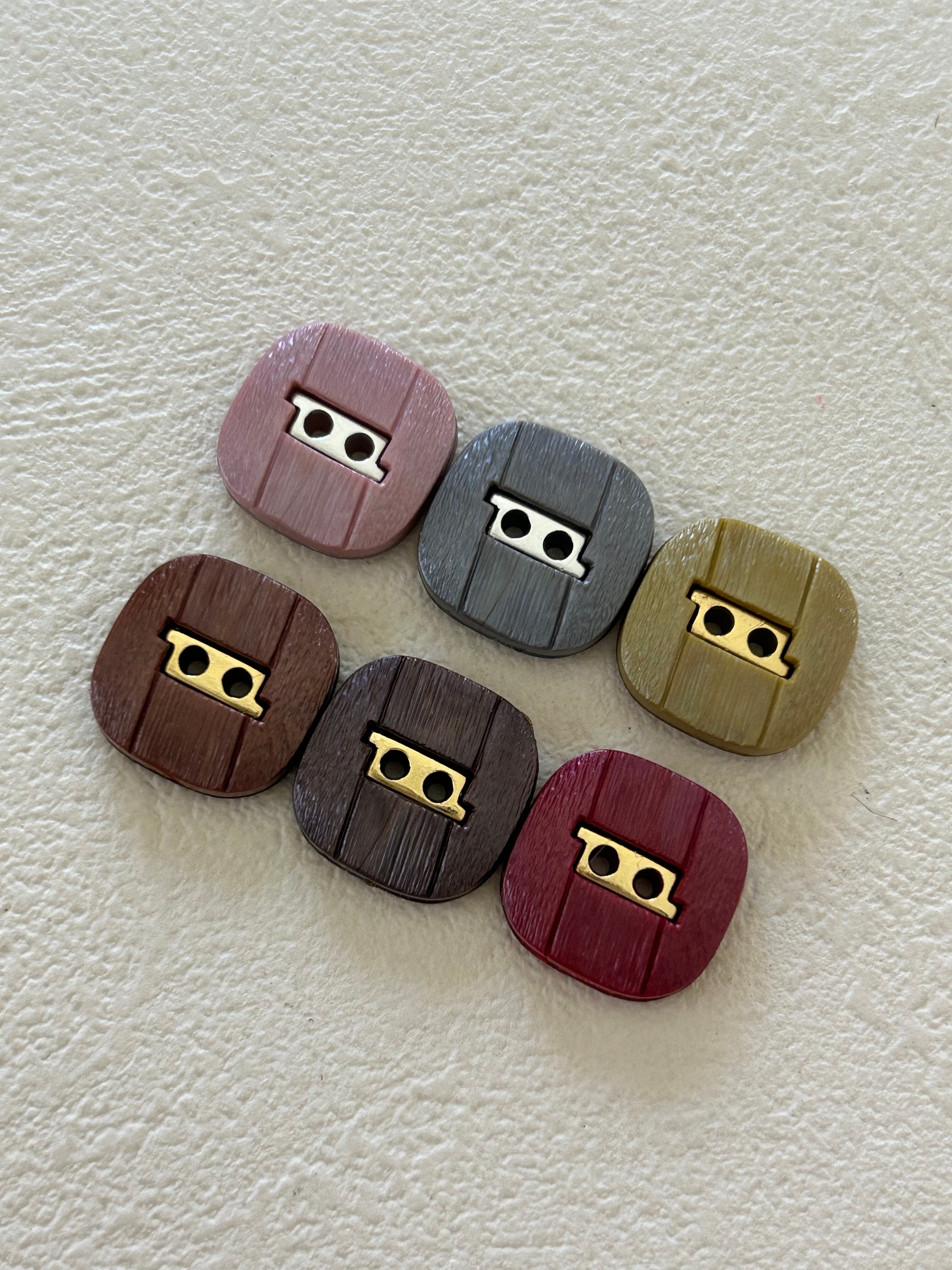 Japanese Vintage ボタン 角なしスクウェア 16mm 6色 昭和レトロ アクセサリーパーツ 装飾材 カルトナージュ