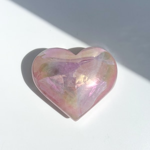 Big♡エンジェルオーラローズクォーツ ハート02♡ Angel Aura Rose Quartz ♡天然石・鉱石・パワーストーン・インテリア
