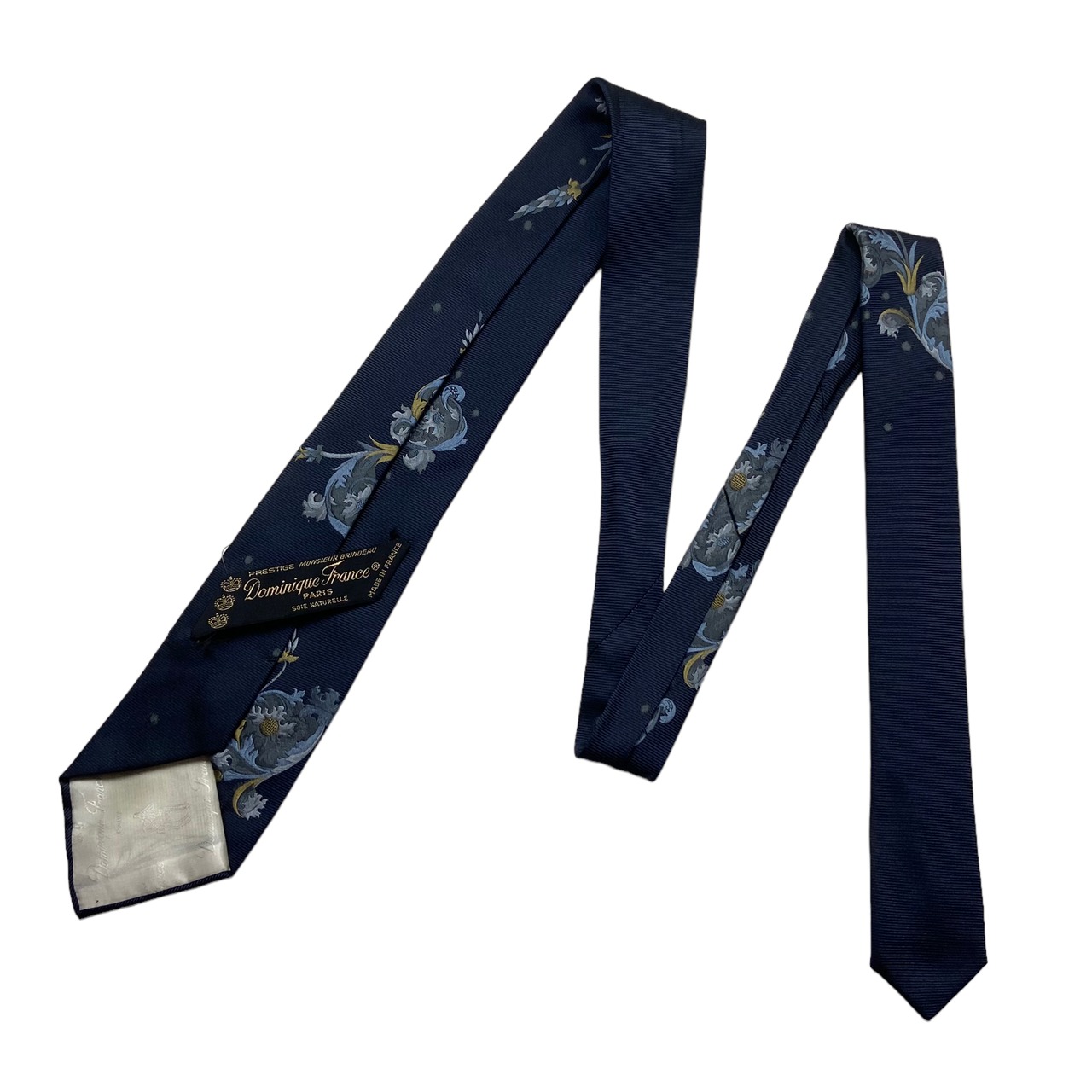 DOMINIQUE FRANCE botanical woven silk tie