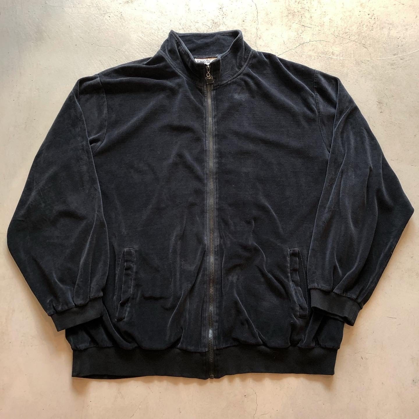 90s KING SIZE velour zip parka【高円寺店】