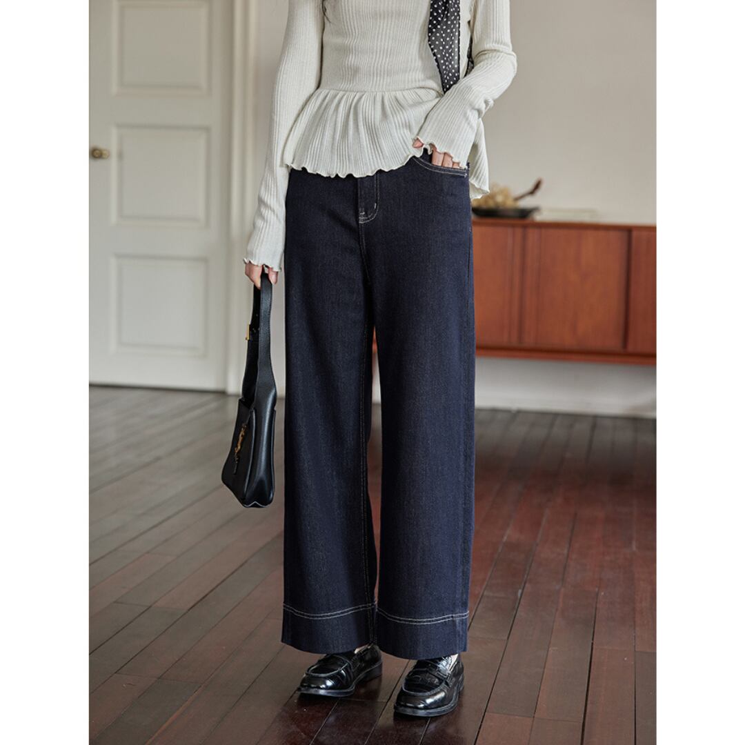 high waist draped loose retro jeans