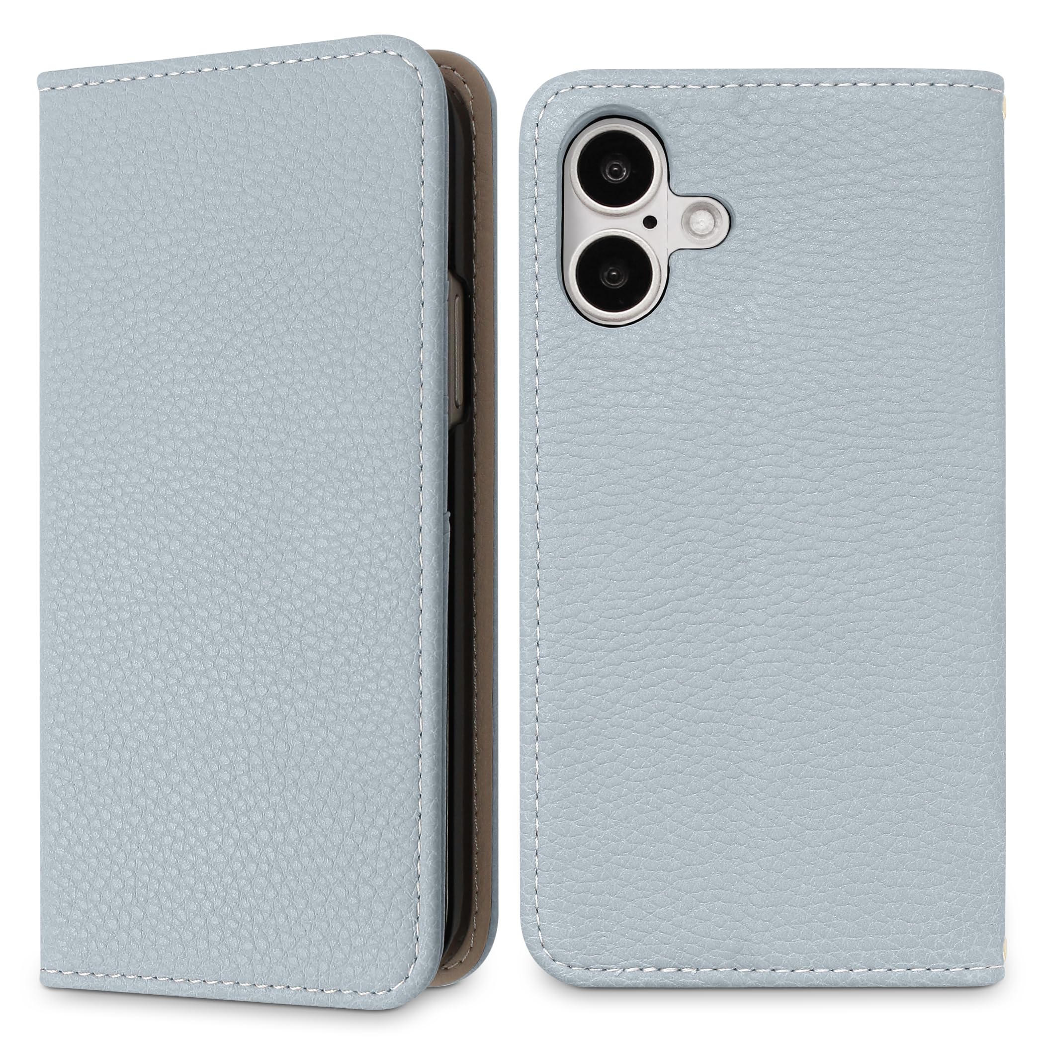 MINTY iPhone17 用 ケース 手帳型 ベルトなし スモークブルー