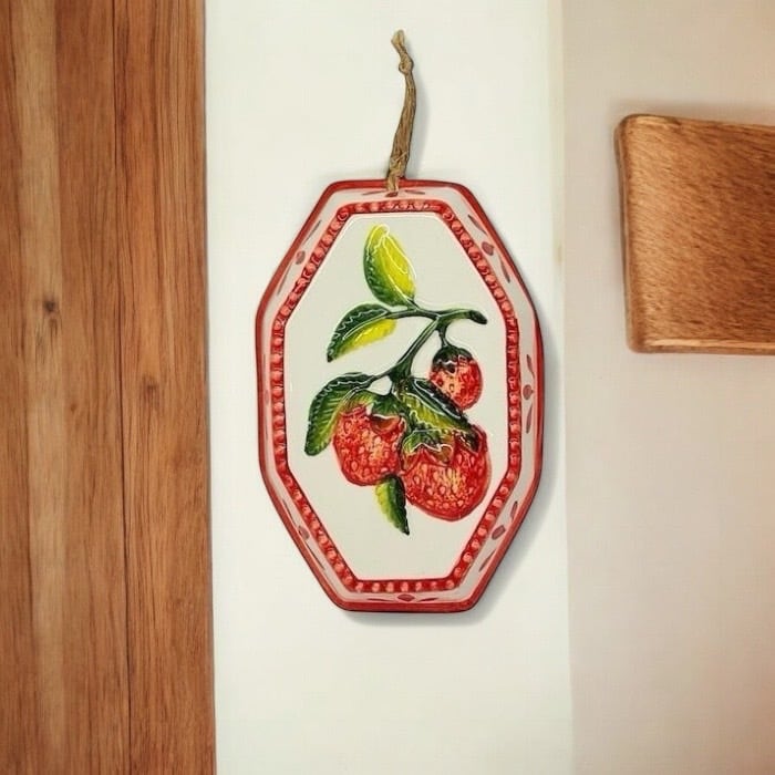 いちごステンシル絵皿 約42センチ イタリア製 【公式通販】