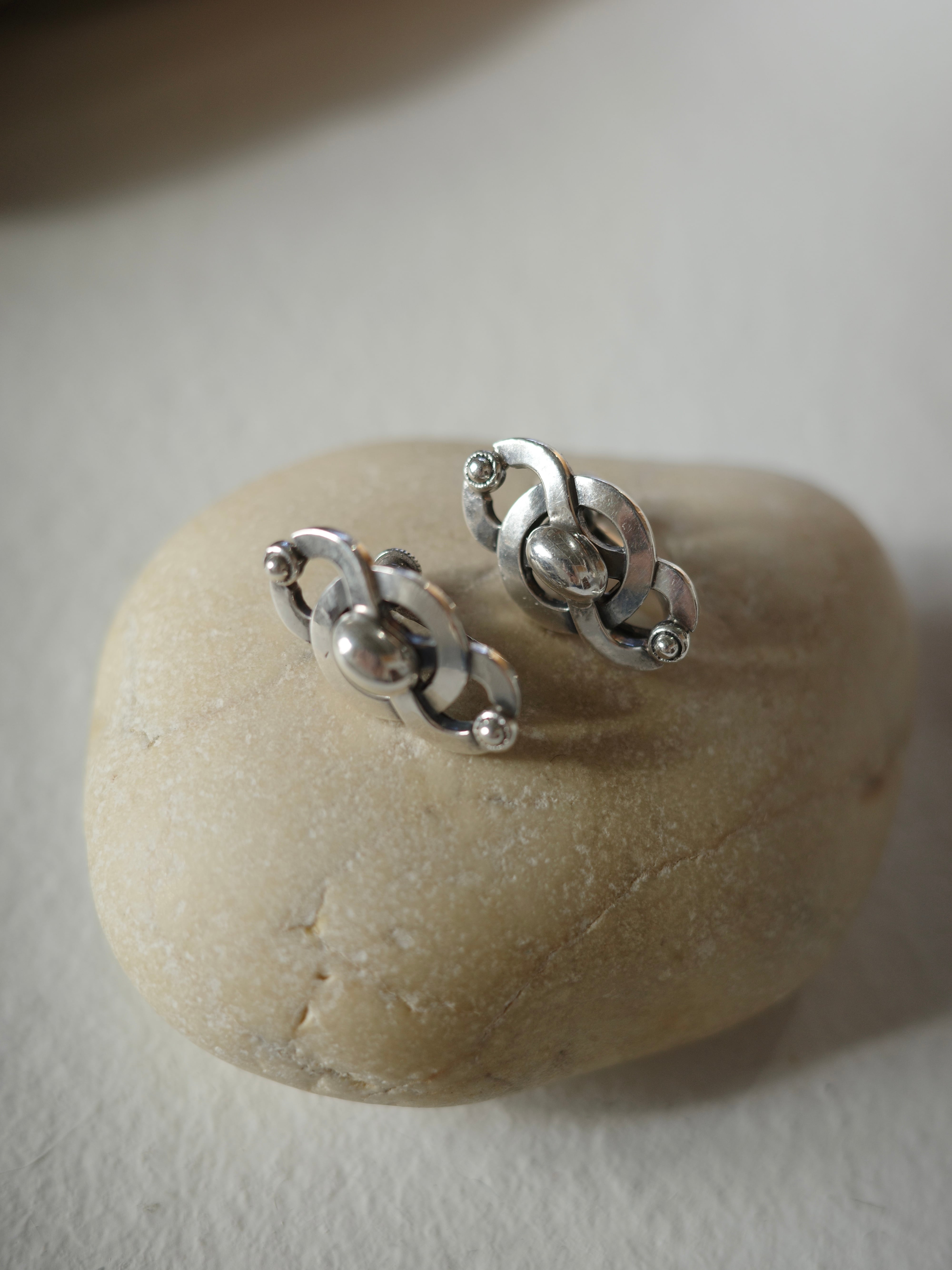 <vintage silver925>beads knot earrings