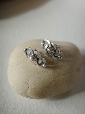 <vintage silver925>beads knot earrings