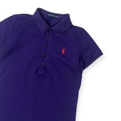 90s 00s RALPH LAUREN ラルフローレン 鹿の子 半袖 ポロシャツ L/パープル レディース オールド