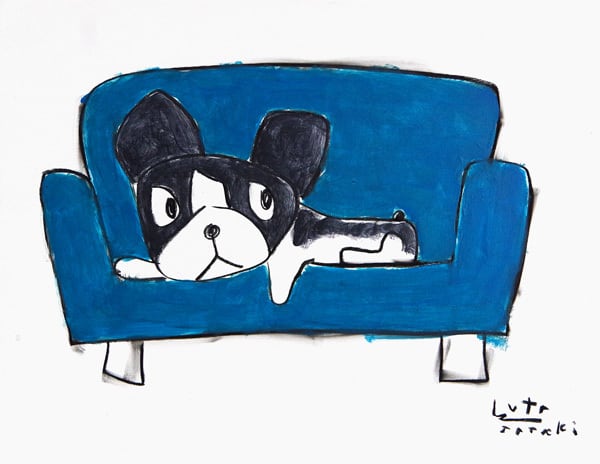 佐々木勇太　犬のイラスト 青いソファ doghouse gallery