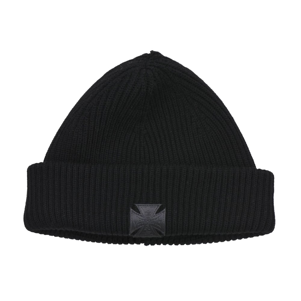 VETEMENTS】LEATHER BIKER CROSS LABEL BEANIE | AYIN