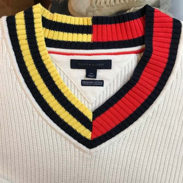 Tommy Hilfiger / V-neck Cotton Knit Sweater | TEKITOU