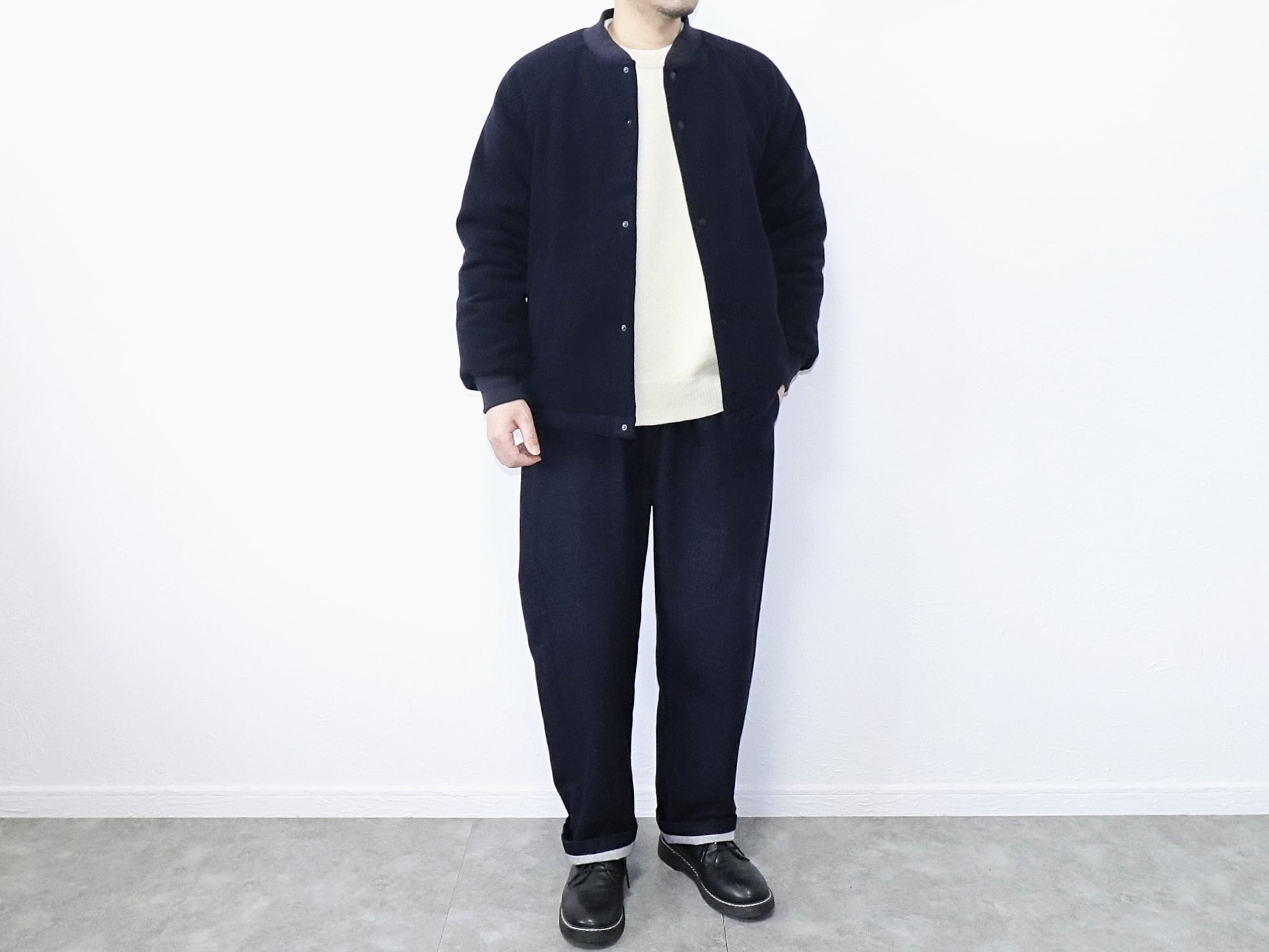 have a good day / WOOL PADDING JACKET - NAVY ハブアグッドデイ