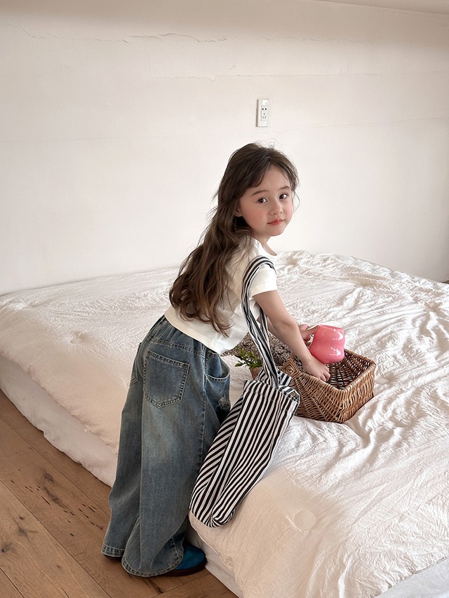 【KID】英字ロゴフレンチスリーブコットンリブTシャツ - 18