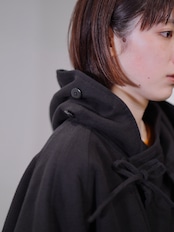 METHO - Front-Open Hooded Coat :Beige|コットンシルク/紐留めフロント/ワークポケット