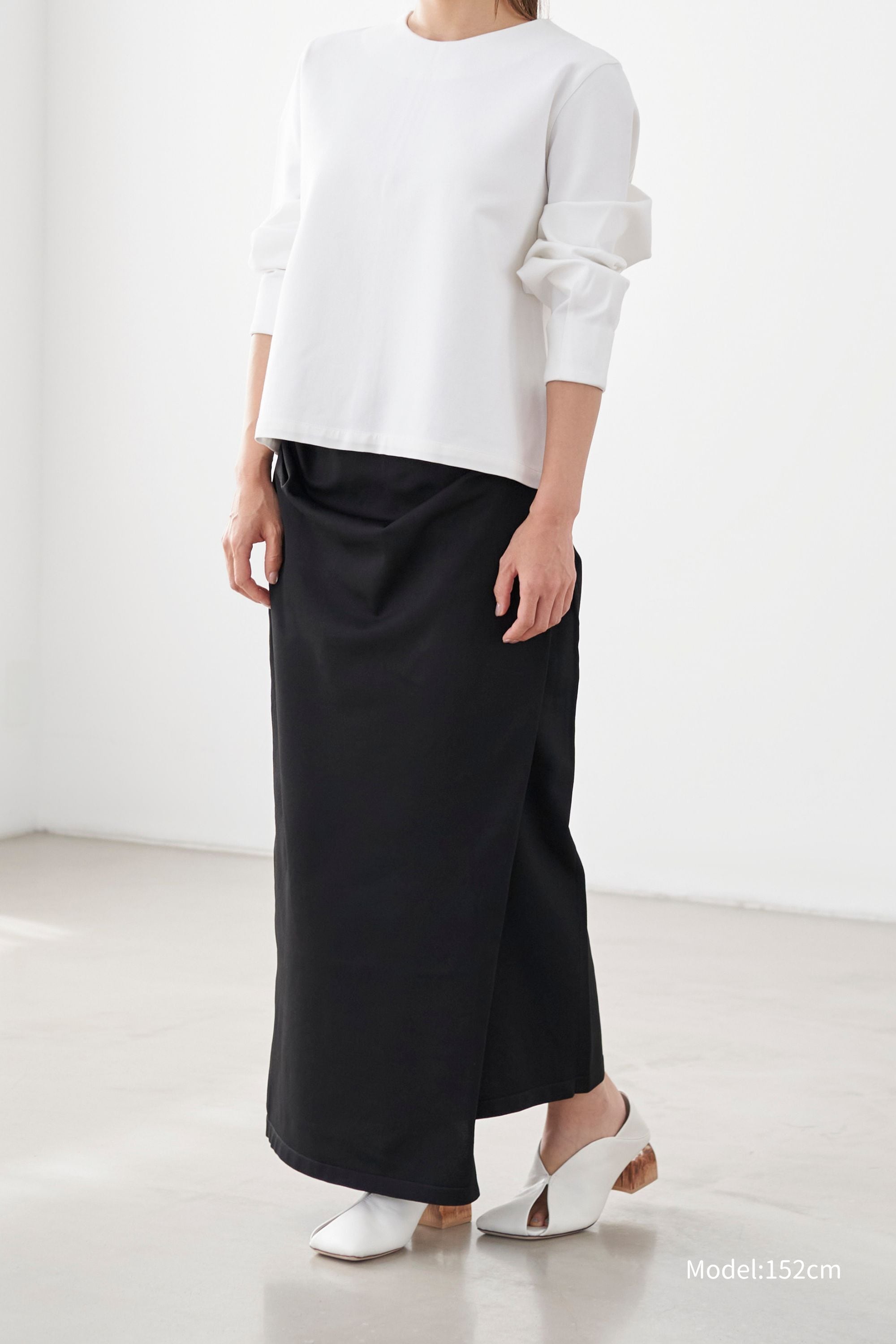 Smooth Gather Knit Skirt - BLACK | seven dot - ライフスタイルEC