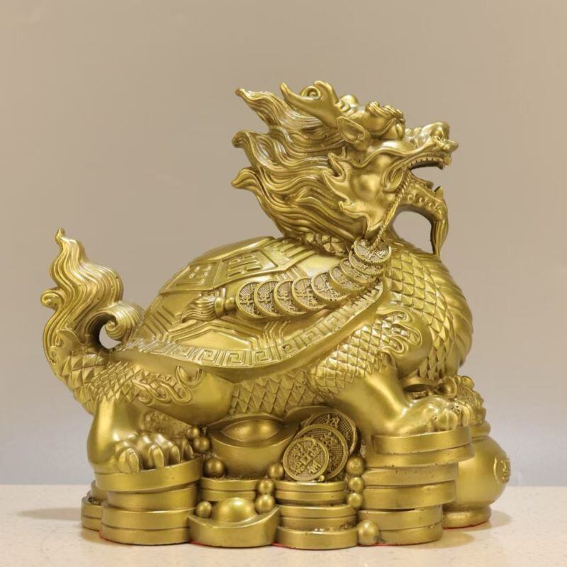 龍亀 置物 ロングイ 龍龜 風水 八卦 龍頭亀 金運 開運 銅製 神獣 貔貅
