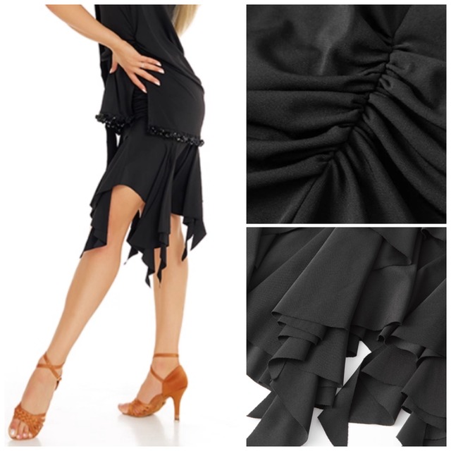 ギャザー アシンメトリー フリル ラテンスカート 1col　D00459