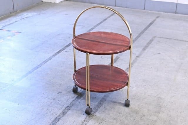 1970年代 ビンテージ ドイツ製 折りたたみワゴン トロリーバー キャスター付き キッチンワゴン サイドテーブル trolley bar【中古家具/中古インテリア/USED家具ユーズド家具/リサイクル】