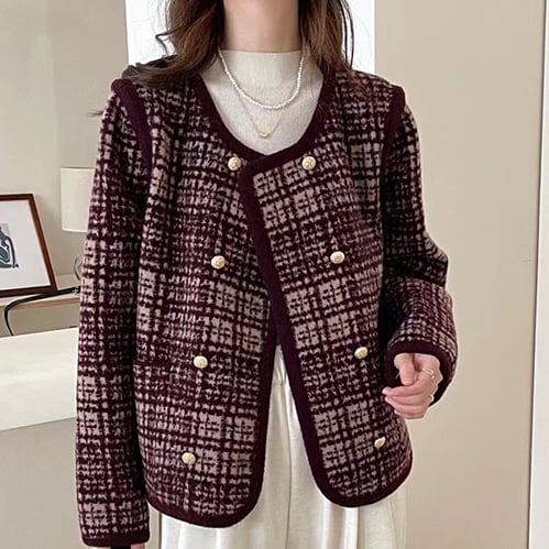 Tweed double-breasted jacket 2color S83