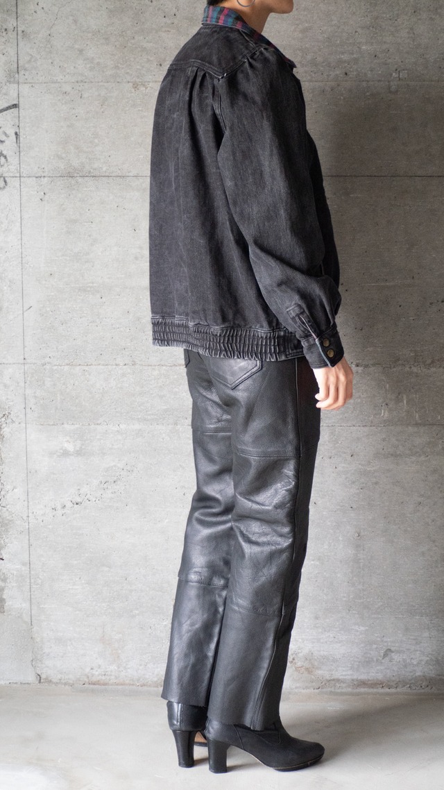 unknown 1980s Black multi-stripe denim reversible jacket