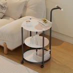 サイドテーブル キャスター付き ソファサイドテーブル 強化ガラス 天板 多層収納 コーヒーテーブル 可動式 リビングルーム 子供部屋 カフェ おしゃれ シンプル 韓国 小物 雑貨 インテリア