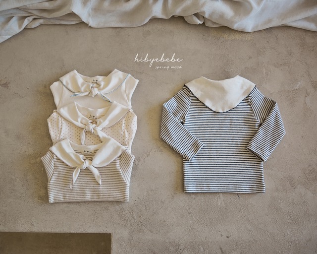 【即納】hibyebebe ストライプタイトップス