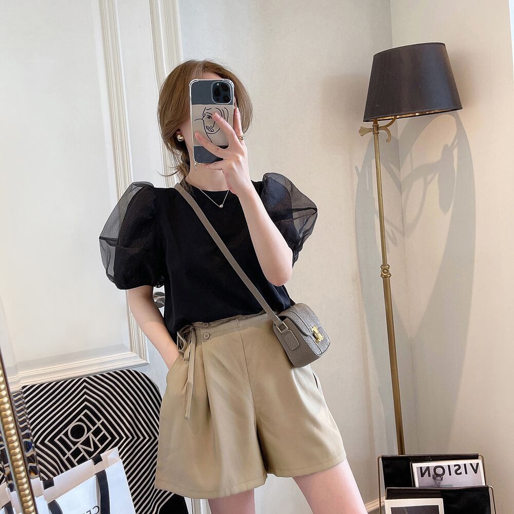 see-through balloon sleeve T-shirt《2color》