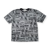 Santa Fe サンタフェ 英字 立体 総柄 半袖Tシャツ サイズ 48 /メンズ/グレー系×ブラック/日本製