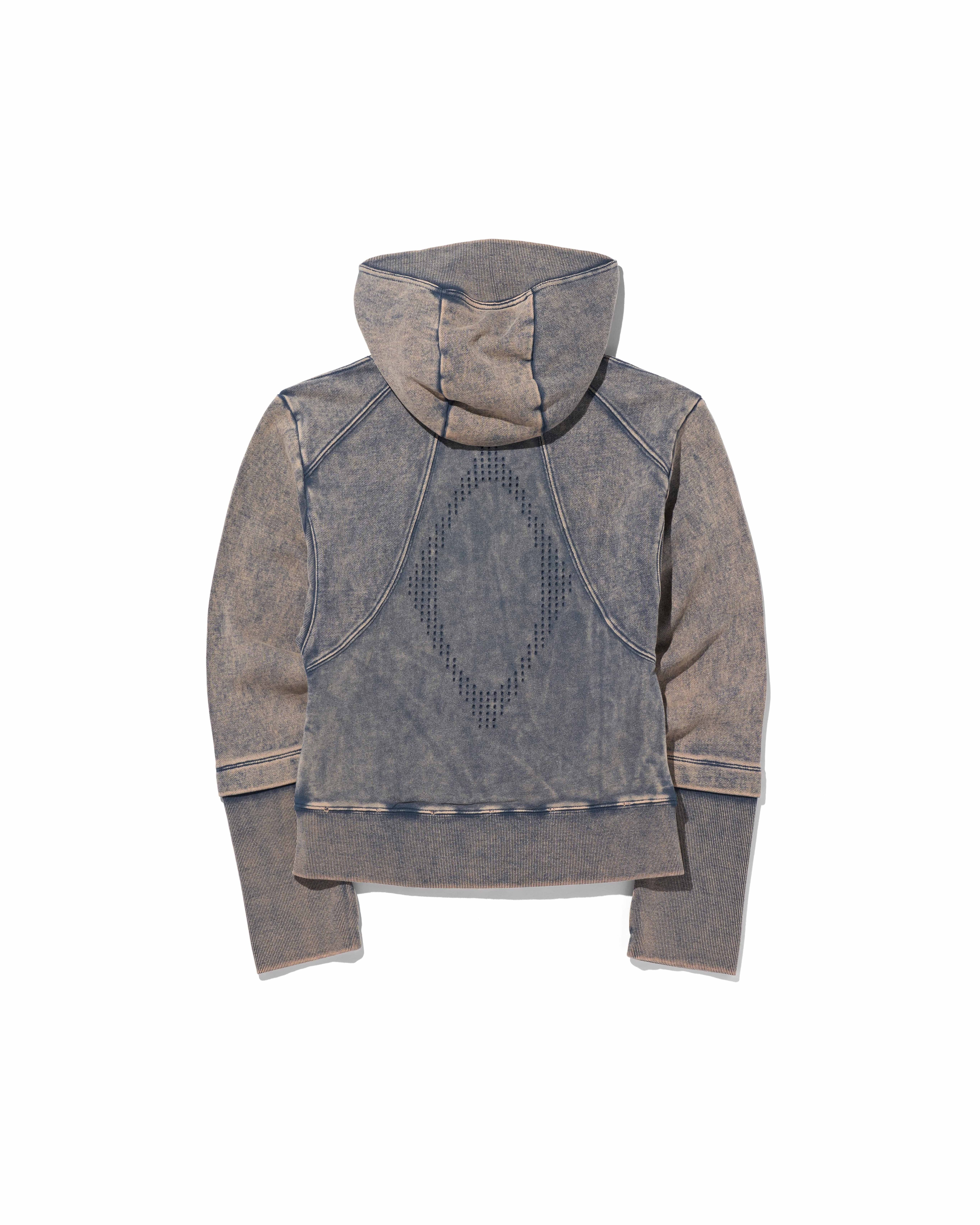 【MSCHF】RHOMBUS KNITTED HOODIE パーカー　Tシャツ MSCHF] RHOMBUS PUNCHING HOODIE ZIP-UP_BLEACHED NAVY ミスチーフ