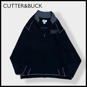 【CUTTER&BUCK】アイスホッケー WCHA RED BARON 刺繍ロゴ ワンポイント ハーフジップ スウェット プルオーバー バックロゴ L カッターアンドバック US古着