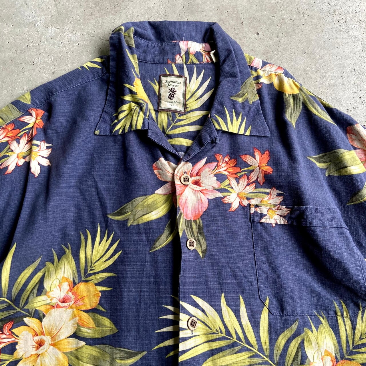 ビックサイズ jamaica jaxx シルク アロハシャツ メンズ2XL 古着 半袖