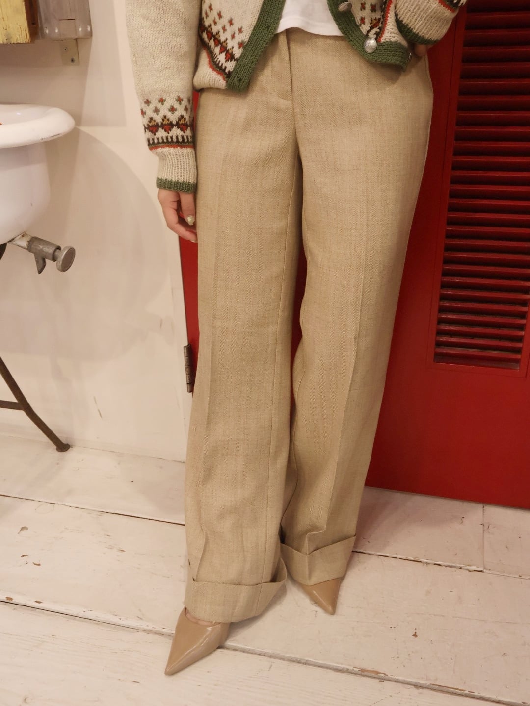 herringbone double slacks 【1796】
