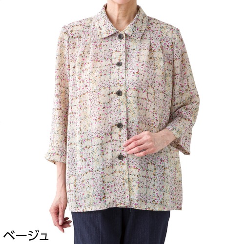 ７分袖斜めボタンホ－ルブラウス（婦人）