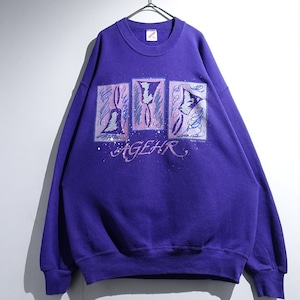 90s "JERZEES" Purple Snow Bell Artistic Print Design Sweat