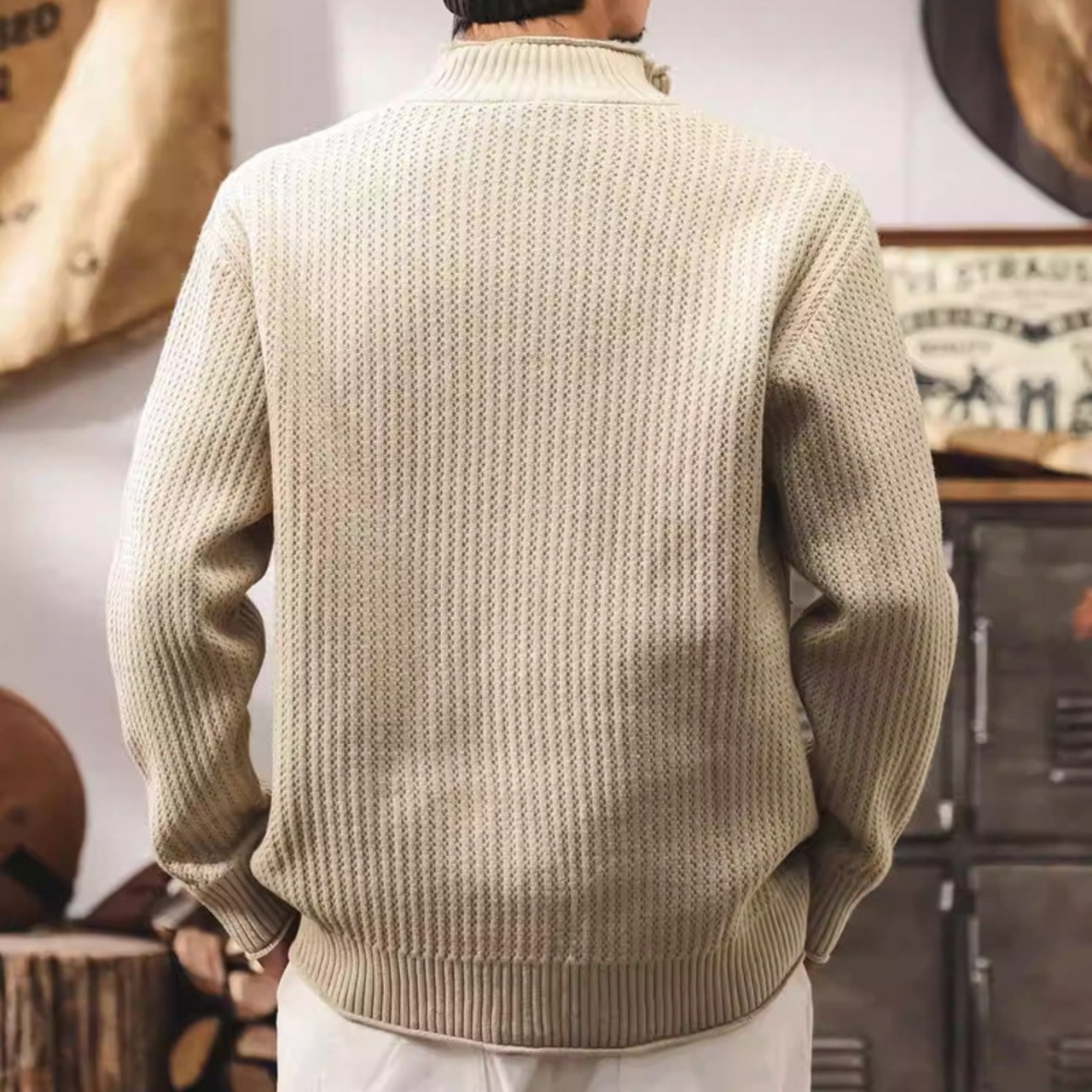 high-neck full zip-up rib-knit long sleeve ◇2color H0812