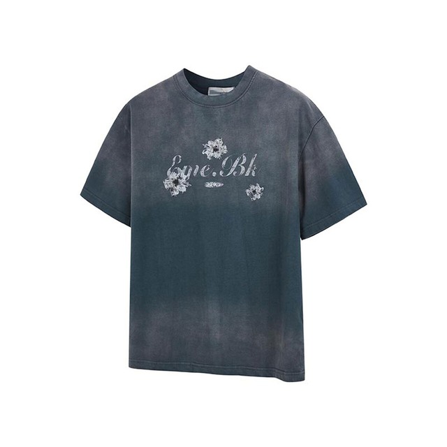 グラデーションフラワーモチーフレタリングTシャツ 2col R02510