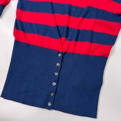 TOMMY HILFIGER トミー ヒルフィガー ボーダー柄 ハイゲージニット 半袖 カーディガン カットソー S /薄手/コットン